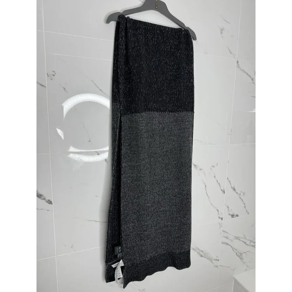 Armani EXCHANGE GREY Chunky Knit 60”x 17”Scarf Preppy Colorblock Cotton Wool